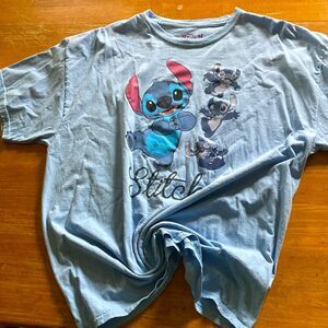 Disney Stitch Graphic Blue Short Sleeve Tee T-Shirt Size XL 100% Cotton